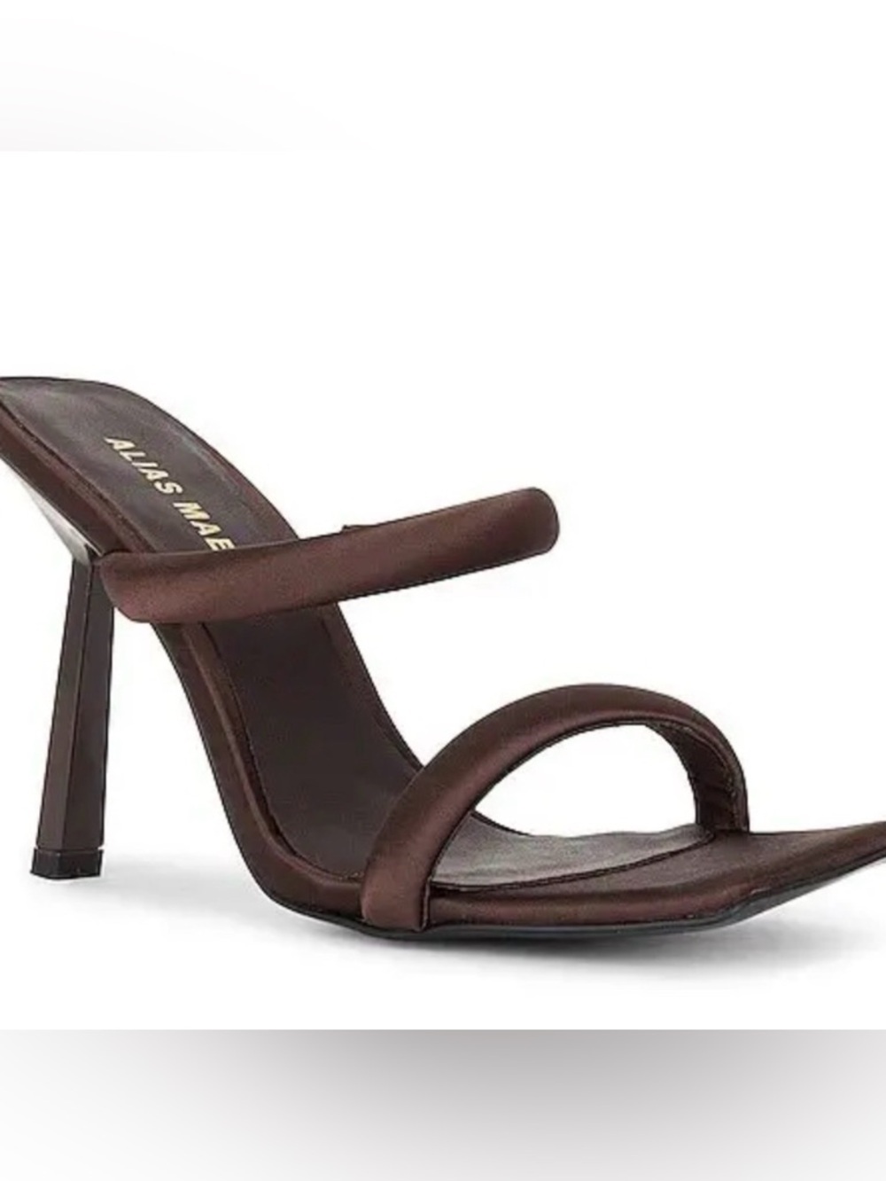 Alias Mae Ashley Satin Sandals Heels Brown Sling back Square Toe 38